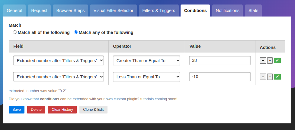 Conditional web page changes