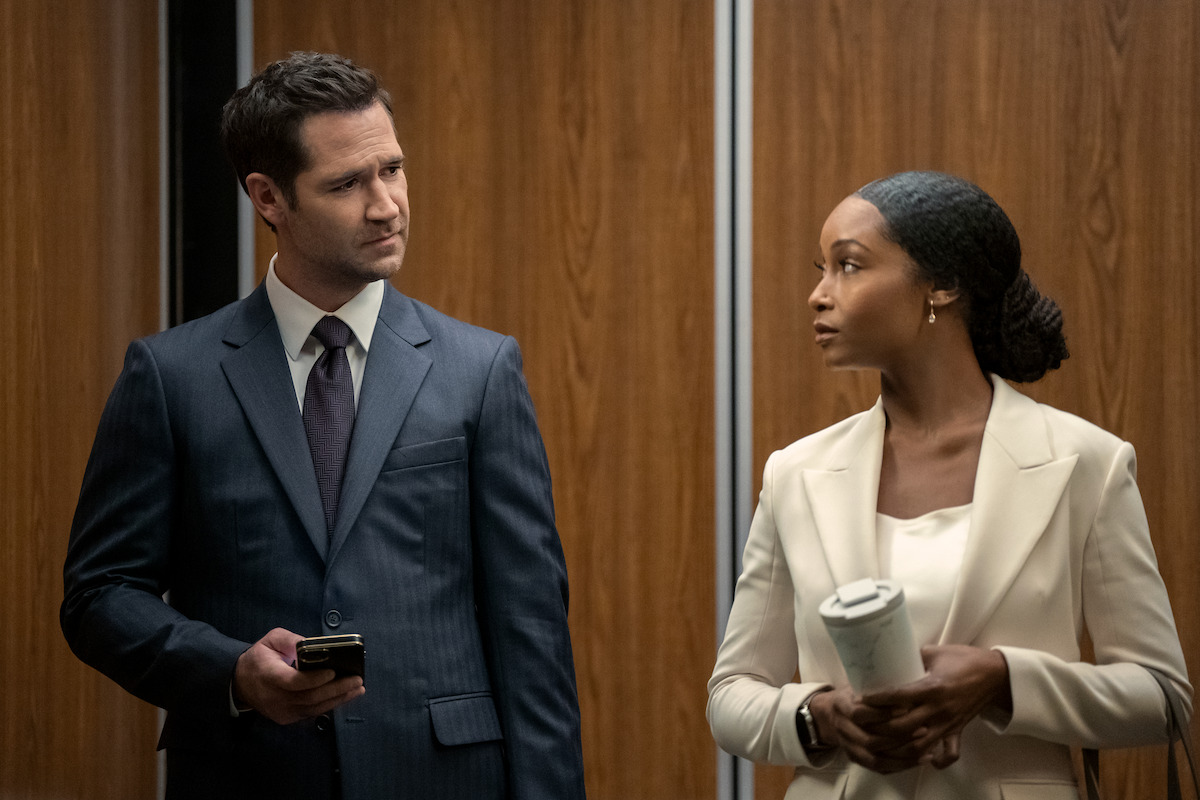 Manuel Garcia-Rulfo as Mickey Haller and Yaya DaCosta as Andrea Freemann in ‘The Lincoln Lawyer’ Season 2.