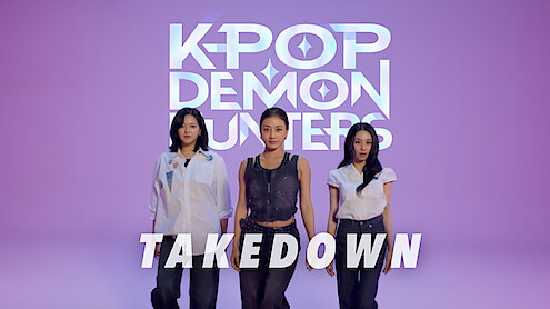 Jeongyeon, Jihyo, and Chaeyoung of TWICE perform "Takedown" from 'KPop Demon Hunters'
