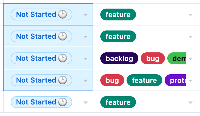 Screenshot showing two columns on a table layout. The content of the previously selected cell has been copied to the cells selected above.