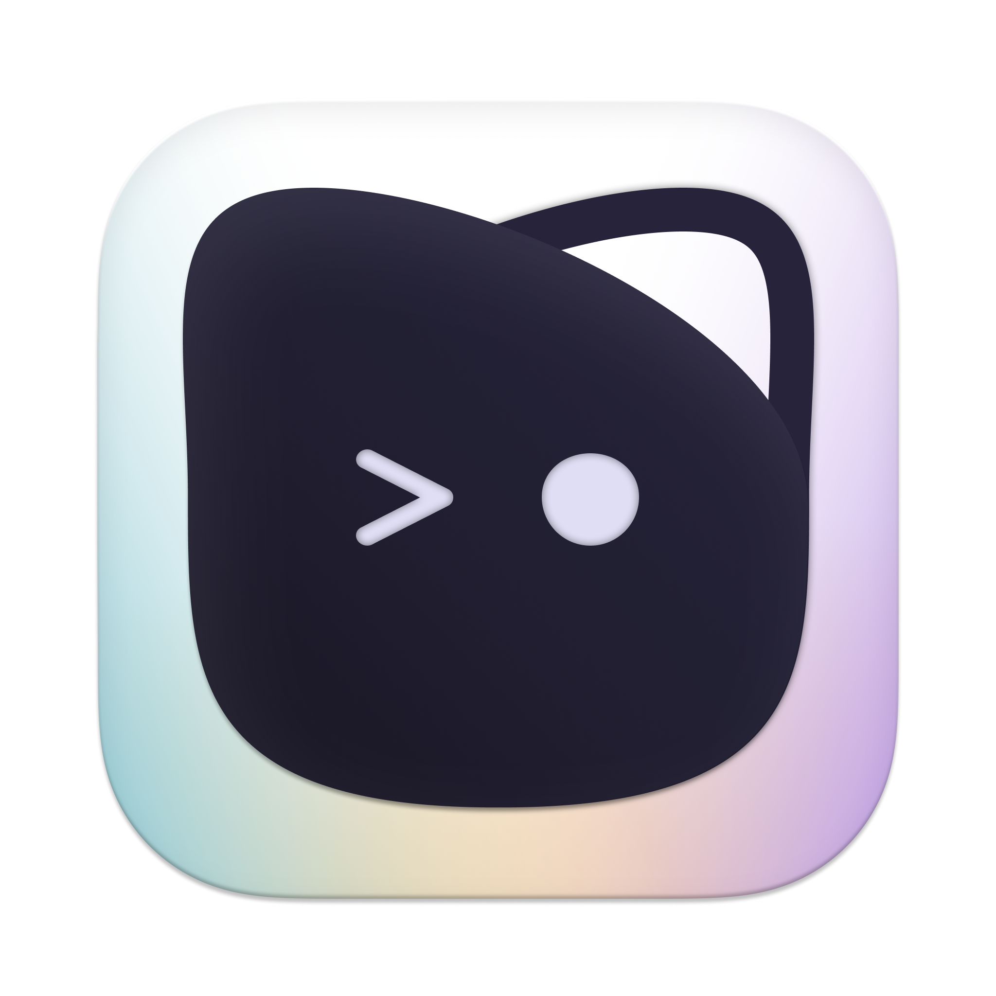 Kitty application icon featuring a winking cat atop a colourful big-sur style gradient background.