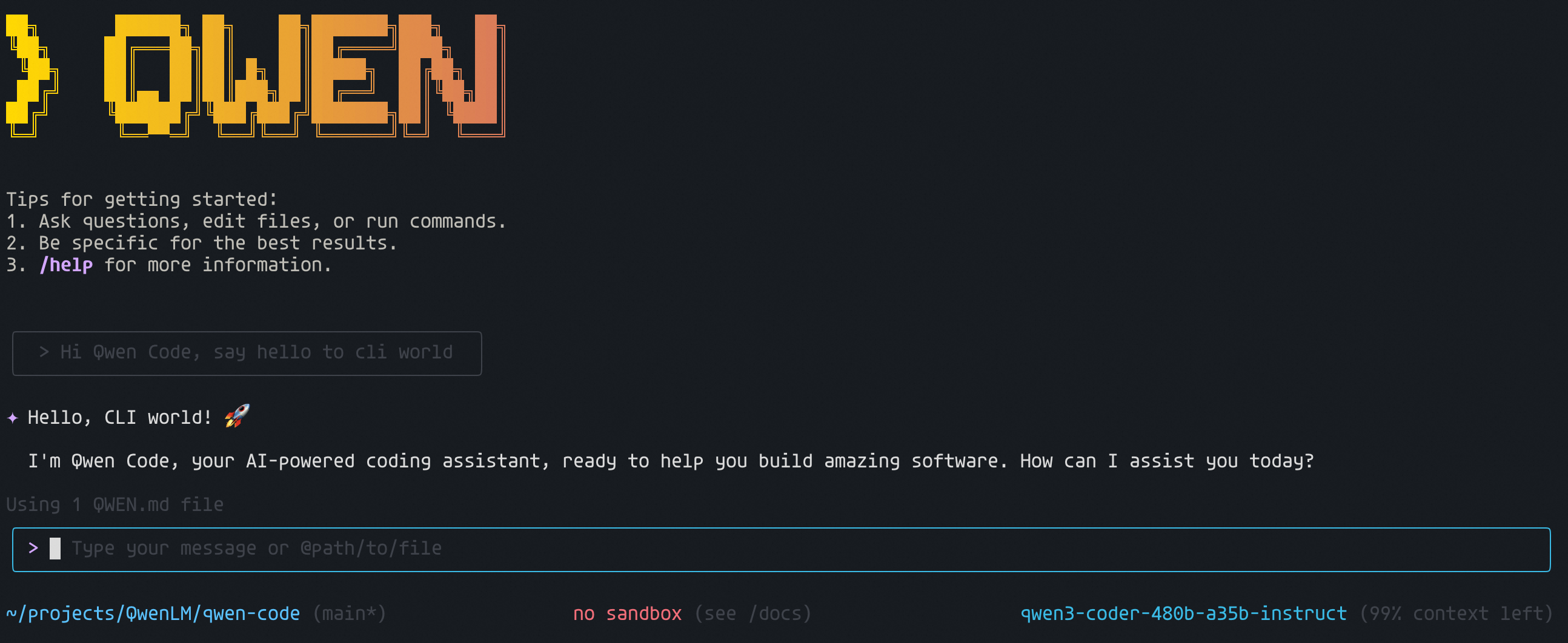 Qwen Code Screenshot