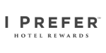 The image shows the "I Prefer Hotel Rewards" logo in black text on a transparent background. logo on footer section. Link to external website.