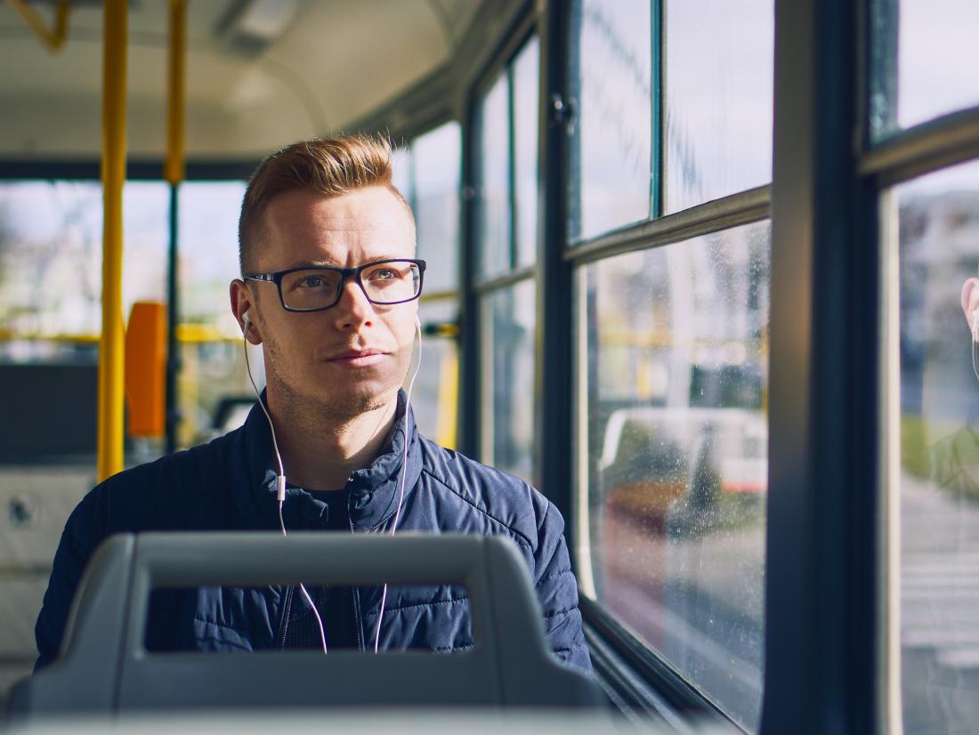 a man sat on the bus thinking about testicular cancer