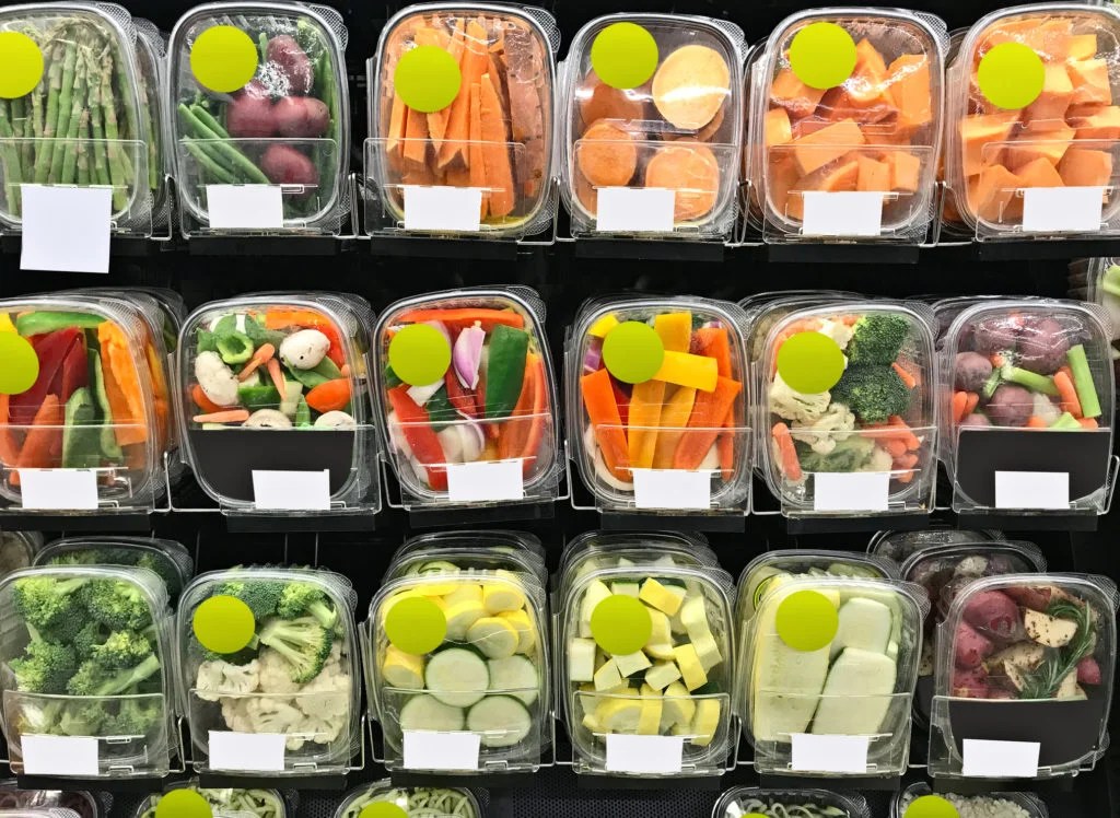 Selection of packaged vegetables