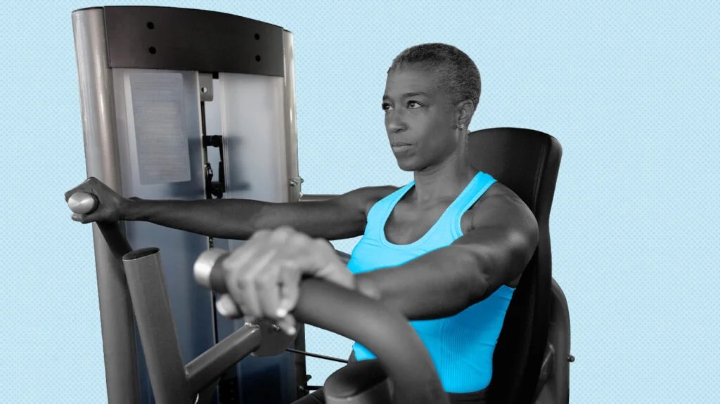 A person using a home gym.
