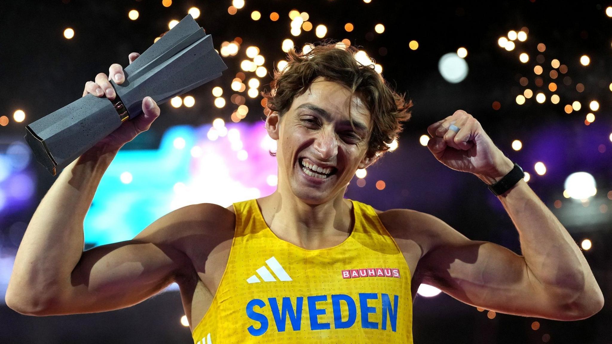 Armand 'Mondo' Duplantis celebrates after being crowned Ultimate champion