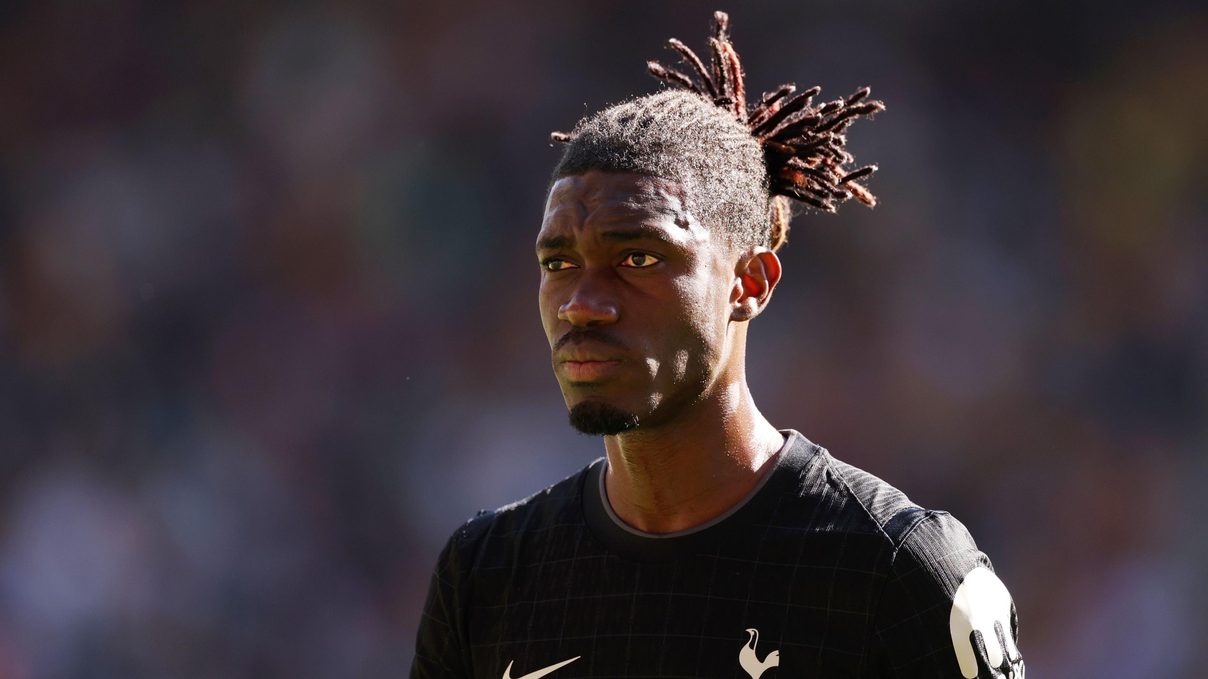 Yves Bissouma of Tottenham Hotspur looks on during the Premier League match between Wolverhampton Wanderers and Tottenham Hotspur at Molineux on April 25, 2026 in Wolverhampton, England.