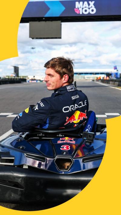 Max Verstappen in a go-kart at Silverstone