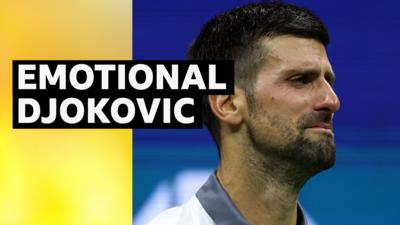 Novak Djokovic in tears during the first round of the US Open