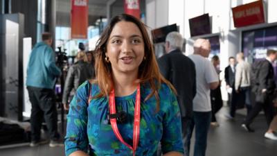 Young woman at Labour Party conference in Liverpool