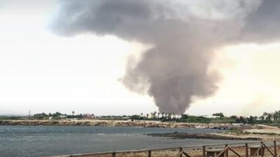 Huge tornado seen in the distance in Sicily.