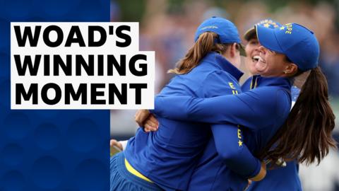 Lottie Woad celebrates with her teammates after winning the Solheim Cup