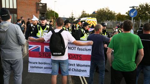 Protesters in Gosport, Hampshire
