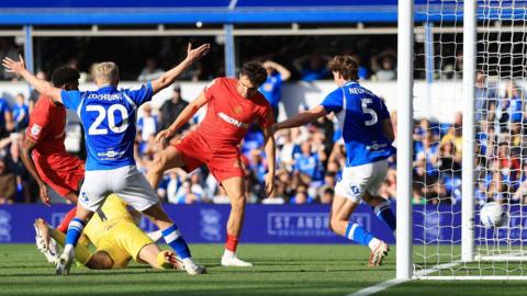 Adilson Malanda scores Middlesbrough's equaliser at Birmingham City