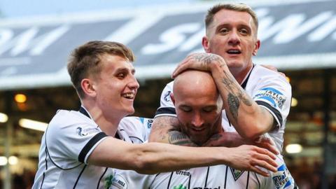 Dunfermline Athletic players celebrating