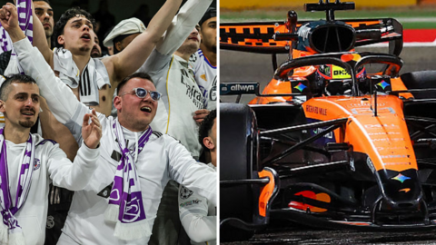 Real Madrid fans and Oscar Piastri driving for McLaren