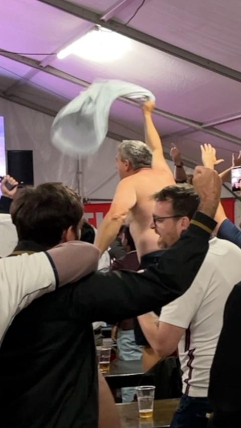 England fans celebrating the win against Mexico in the World Cup.