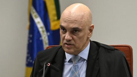  Brazilian Supreme Court Judge Alexandre de Moraes speaks during hearings involving former Brazilian President Jair Bolsonaro and his associates accused of attempting a coup d'etat in January 2023, in Brasilia, on June 9, 2025. 
