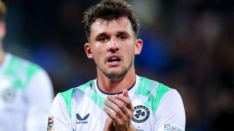 Jason Knight acknowledges the Republic of Ireland fans after Thursday's defeat by Kosovo 