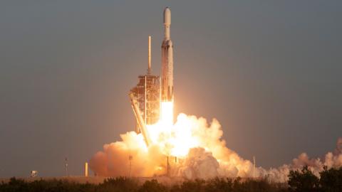 Rocket launches from Florida with a big plume of smoke