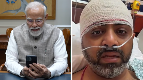 Composite image shows on the left Modi and on the right Capt Smit Machchhar