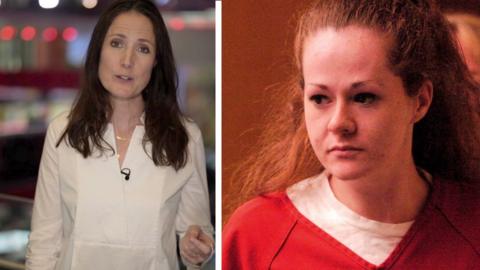 A BBC composite image showing a correspondent on the left and Christa Pike on the right