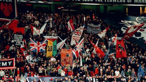 Manchester United fans in the stadium