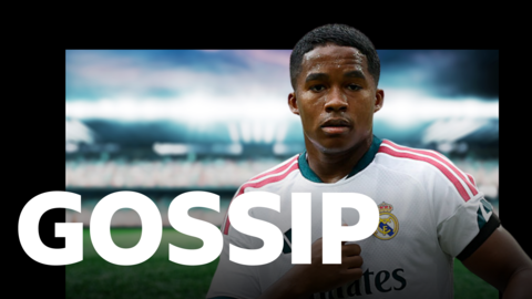 BBC Sport Gossip graphic featuring an image of Endrick playing for Real Madrid