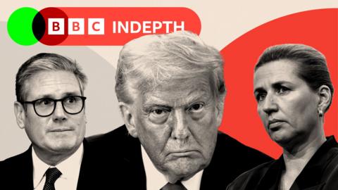 A montage image showing, Keir Starmer, Donald Trump and Mette Frederiksen