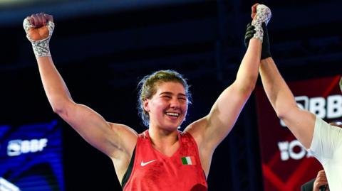 Aoife O'Rourke celebrates winning gold in Sofia