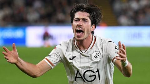 Swansea defender Josh Key appeals for a decision