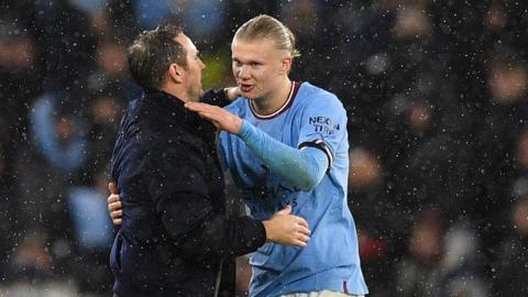 Frank Lampard and Erling Haaland 
