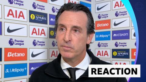 Aston Villa manager Unai Emery during his post-match interview with BBC Sport