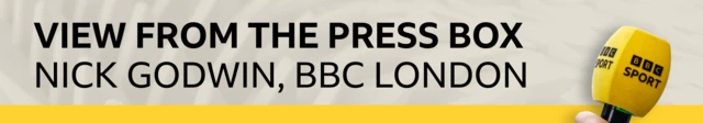 BBC Sport's "View from the press box" graphic with the byline Nick Godwin, BBC London