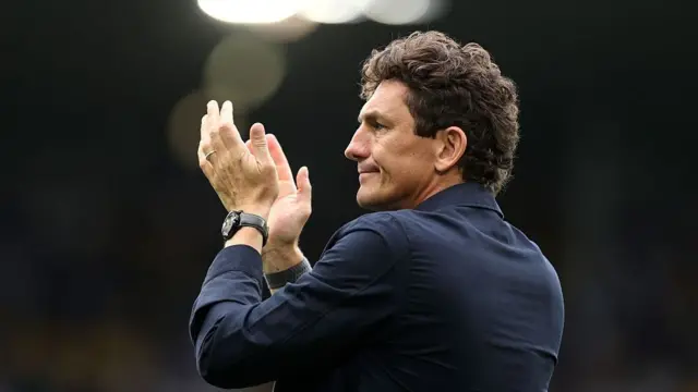 Keith Andrews, Manager of Brentford, reacts after the Premier League 2026/27 match between Leeds United and Brentford.