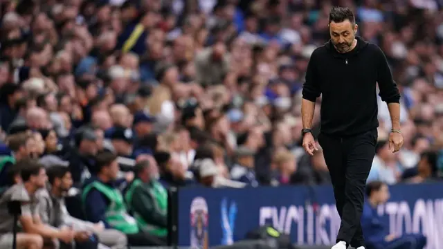 Roberto De Zerbi, manager of Tottenham Hotspur, during the Premier League match between Tottenham Hotspur and Newcastle United at Tottenham Hotspur Stadium in London, United Kingdom.