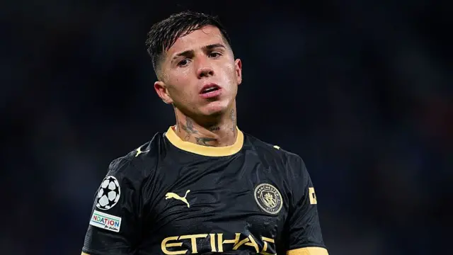 Enzo Fernandez of Manchester City looks on