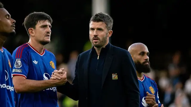 Manchester United Head Coach / Manager Michael Carrick reacts 