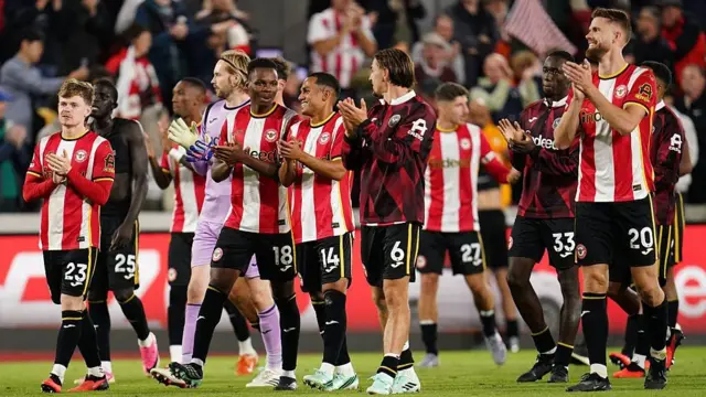 Brentford players celebrate