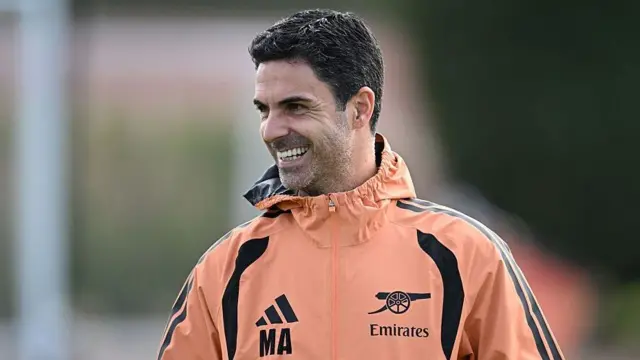 Arsenal manager Mikel Arteta during a training session