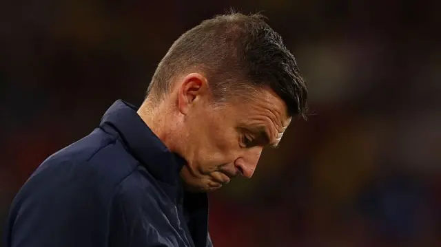 Preston North End boss Paul Heckingbottom with his head looking down