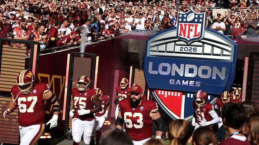 The Washington Commanders run out before their game against the Indianapolis Colts in October 2026