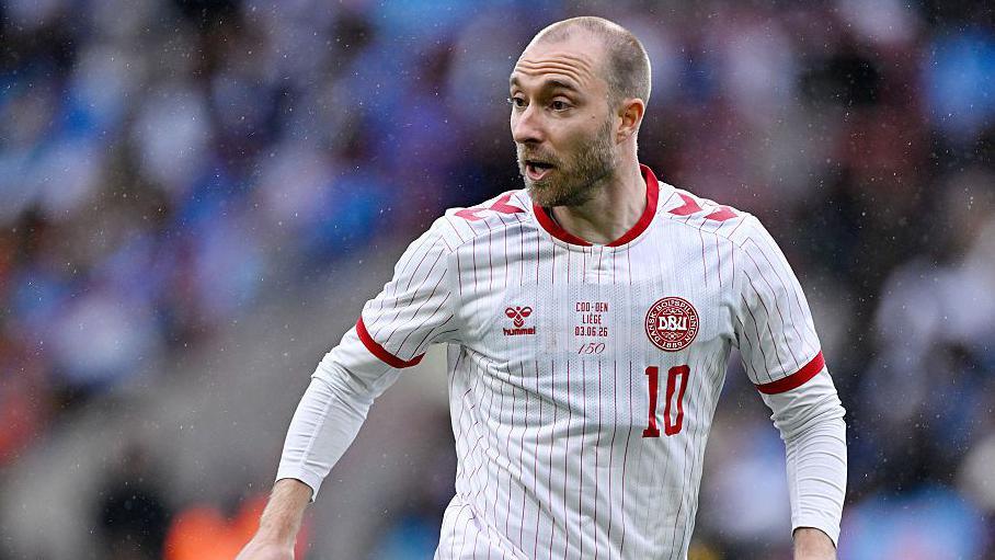 Christian Eriksen plays for Denmark in an international friendly match between Denmark and the DR Congo on June 3, 2026 in Belgium several days before his collapse in a subsequent match.