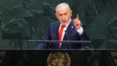 Israeli Prime Minister Benjamin Netanyahu speaks at the UN General Assembly in New York City. Photo: 24 September 2026