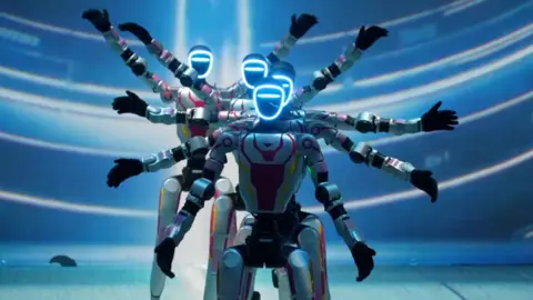 Humanoid robots dance in formation