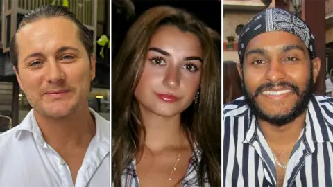 Composite image showing three young people - Max, Evie and Amarpreet