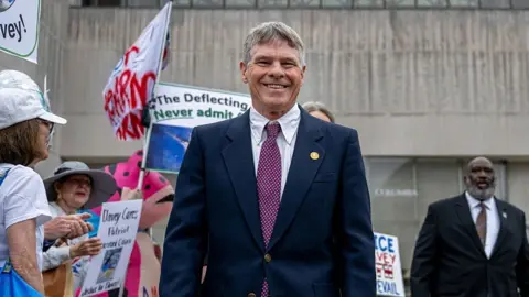 Former Olympian David Hearn exits DC Superior Court in Washington, DC, US, on Thursday, July 9, 2026