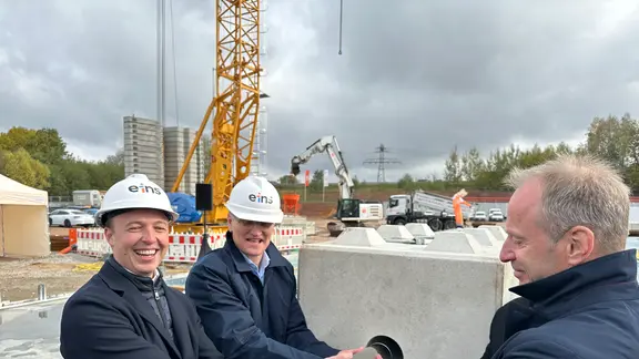 Grundsteinlegung für das Holzschnitzelkraftwerk in Chemnitz.
