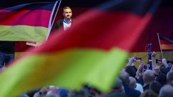 Ulrich Siegmund, AfD-Spitzenkandidat für die Landtagswahl in Sachsen-Anhalt, spricht bei einer Wahlkampfveranstaltun